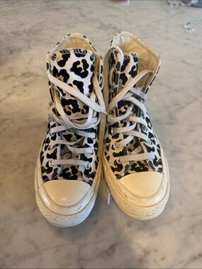 Converse Black and White Leopard Print High-Top Sneakers